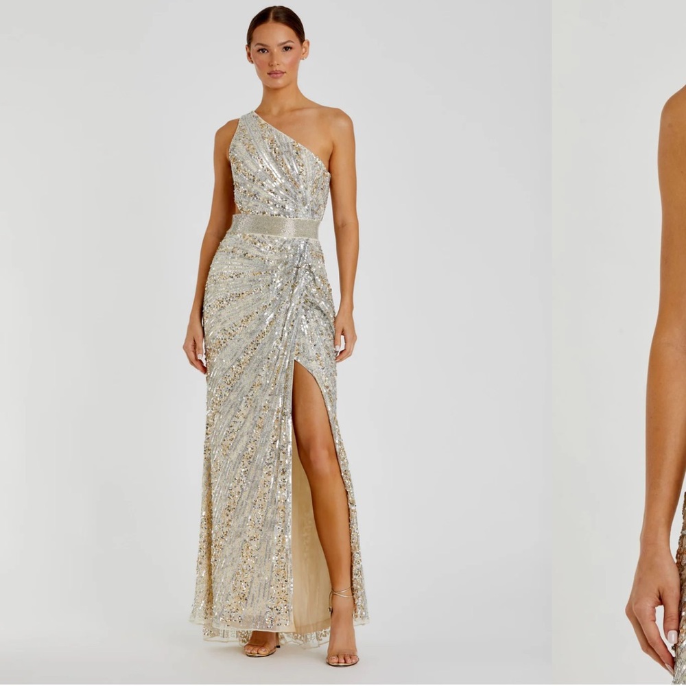 Mac Duggel gold beaded and sequin gown